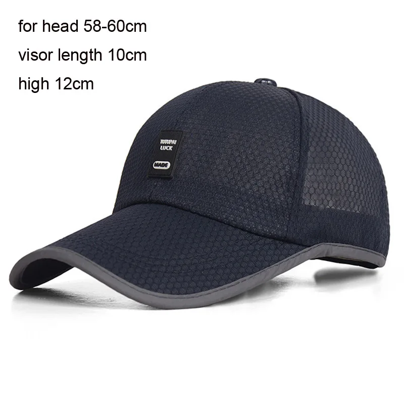 Long Visor Sport Hats Mesh Baseball Cap Summer Running Hats for Men Breathable Lightweight Quick Dry White Black Grey Navy Blue