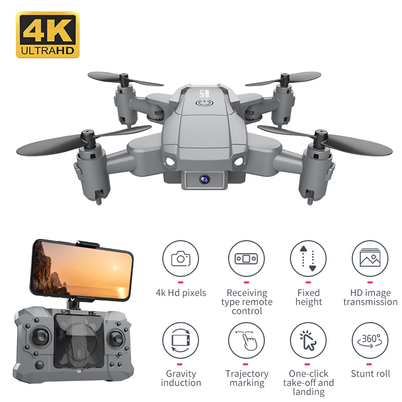 Mini Drone 4K Camera HD Foldable Quadcopter One-Key Return FPV Follow Me RC Helicopter Quadrocopter boy\'s Toys