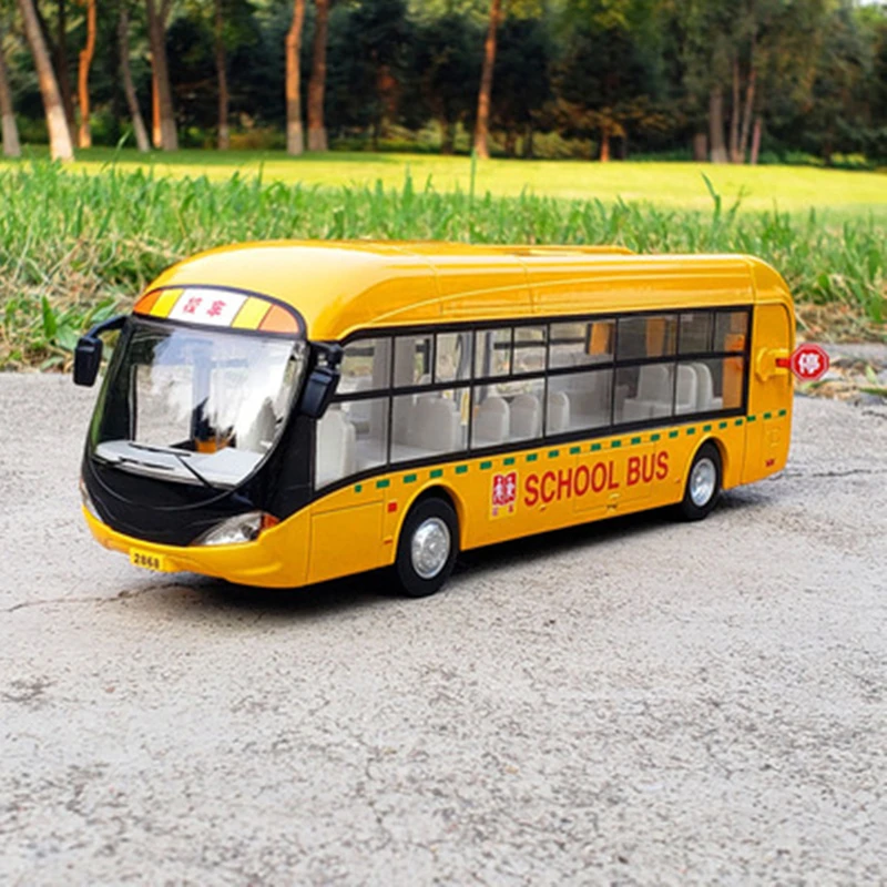 Electric Tourist Toy Traffic Bus Alloy Car Model Diecast Metal Simulation Toy City Tour Bus Model Sound and Light Kids Toys Gift