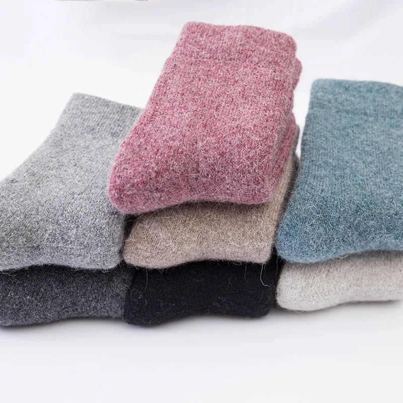 

3PAIR Men Wool Socks Thickening Heating Pure Colored Adult Wholesale Socks 38-46 30%Wool Fashion Street Sock 5colors