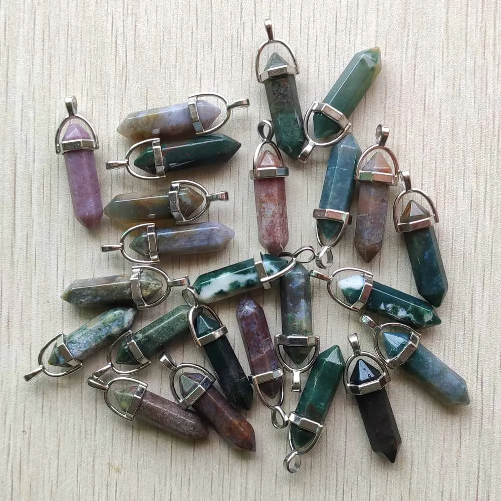 Fashion good quality mix Natural Stone pillar crystal Pendants for jewelry making necklaces  free shipping Wholesale 50pcs/Lot