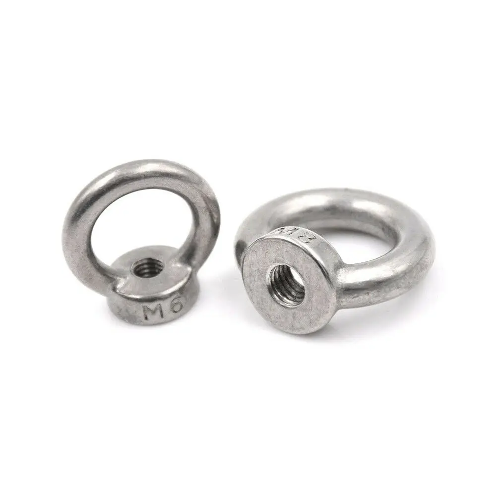 3Pcs Eye Nut Stainless Steel Marine Lifting Eye nut Ring Nut Loop Hole for Cable