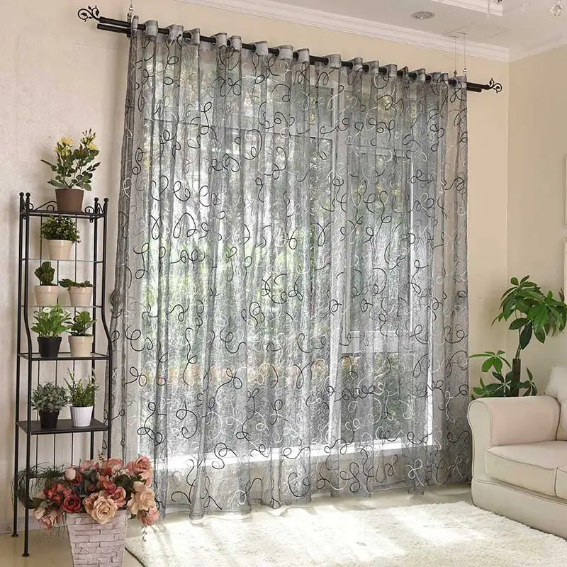 Modern Bird Nest  Embroidered  Tulle Curtains for Living Room Window Treatment Sheer Voile Curtain for Bedroom Custom Home Decer