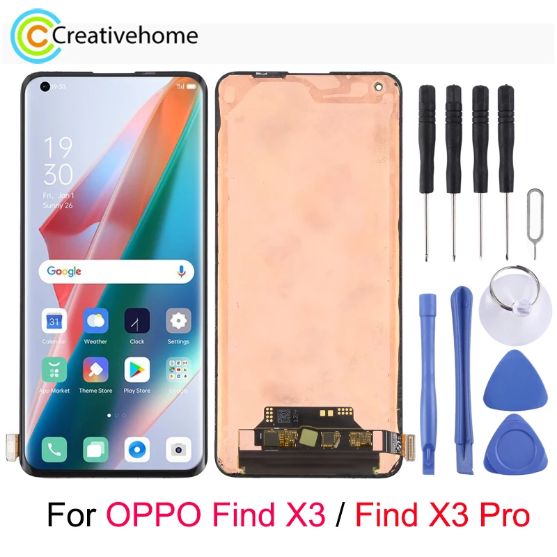 

Original Ltpo AMOLED Material LCD Screen and Digitizer Full Assembly For OPPO Find X3 / Find X3 Pro CPH2173 PEEM00 PEDM00