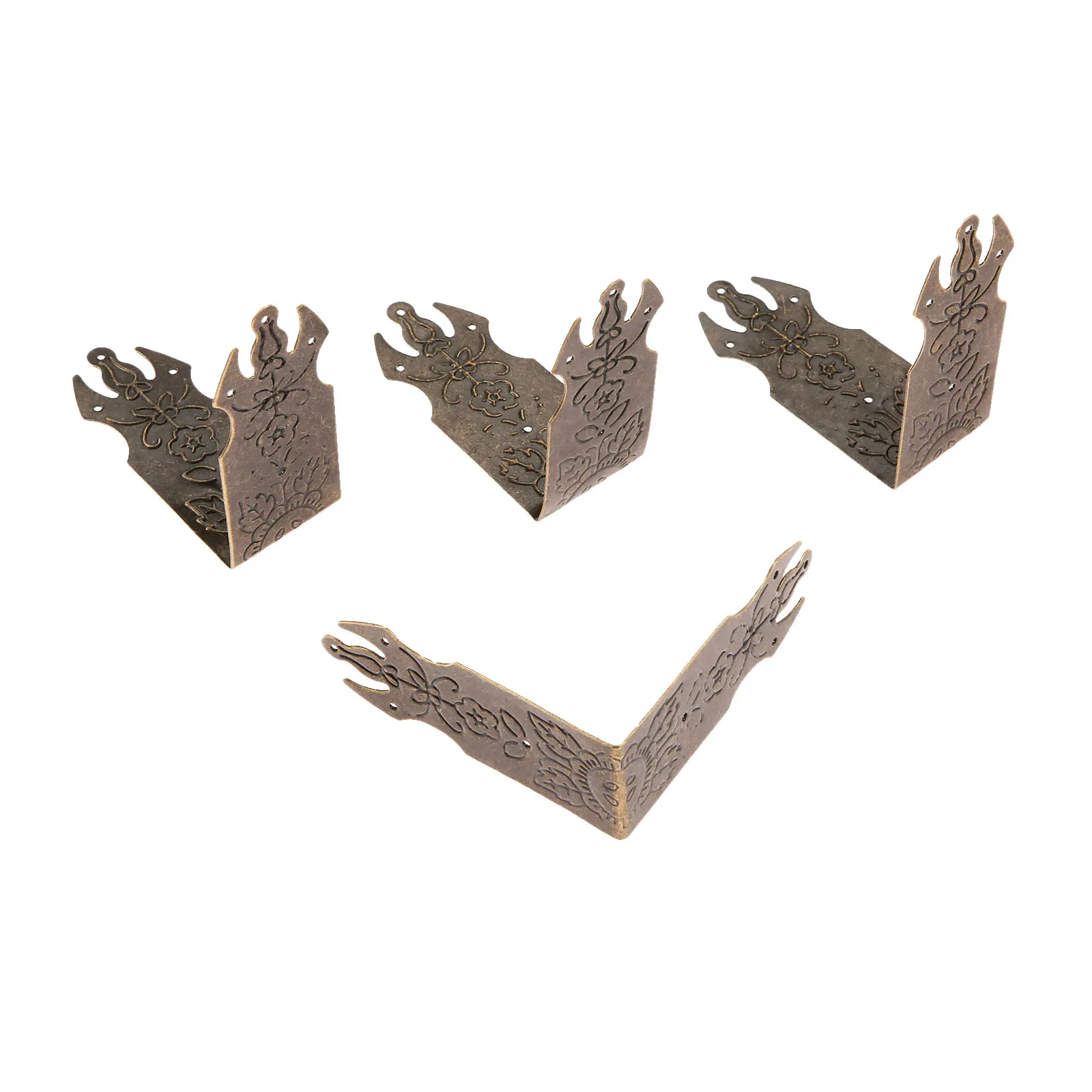 DRELD 4Pcs 69mm Antique Bronze Decorative Jewelry Gift Box Wooden Case Corner Protector Guard Metal Crafts Furniture Fittings