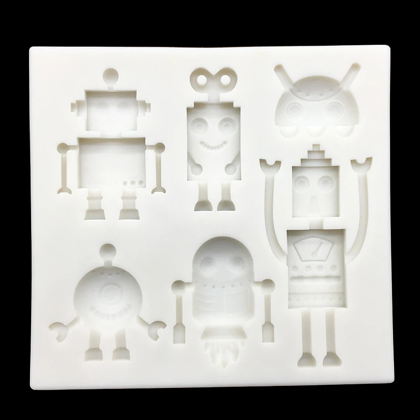 Robot Silicone Sugarcraft Mold Resin Tools Cupcake Baking Mould Fondant Cake Decorating Tools