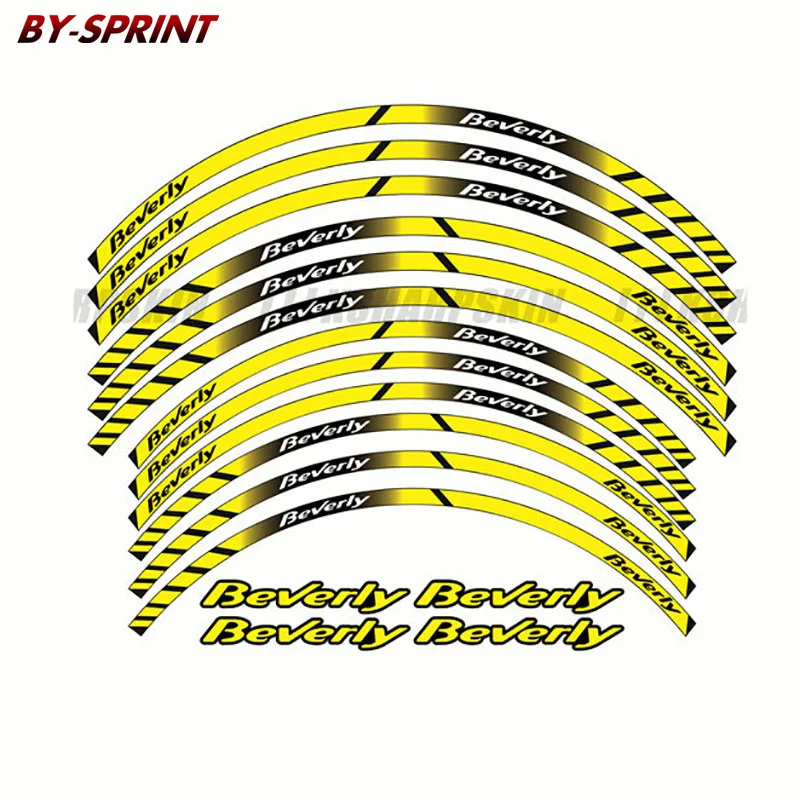 For Piaggio Beverly 125 250 350 500 2014-2016 12 X Motorcycle Thick Edge Outer Rim Sticker Stripe Wheel Reflective Decal Sticker