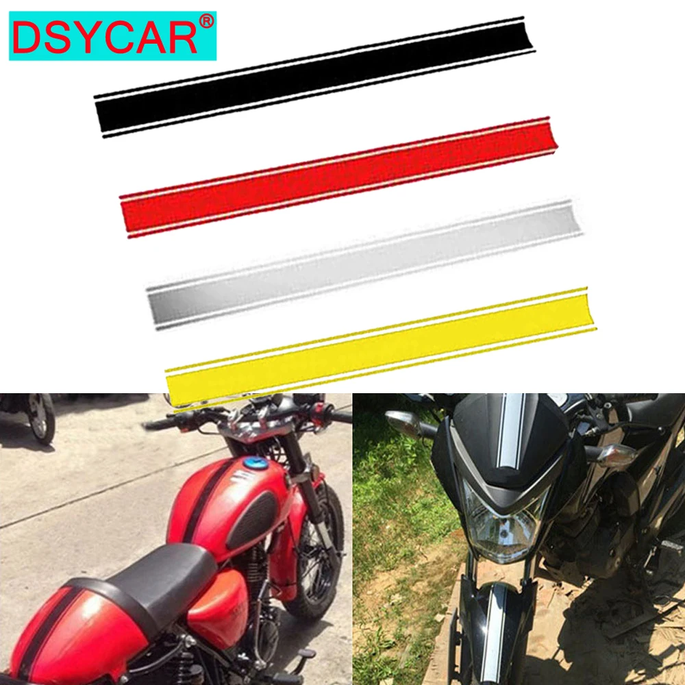 DSYCAR 1 Buah 50Cm * 4.5Cm Stiker Sepeda Motor Reflektif Topi Tangki Bahan Bakar Stiker Garis DIY Pita Perekat Stiker Motor Penataan Sepeda