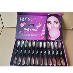 HUDAMOJI Makeup Matte Lipsticks Set 12pcs/Lot Waterproof Nutritious Velvet Lipstick Red Tint Nude Batom Women Fashion Lip Gloss