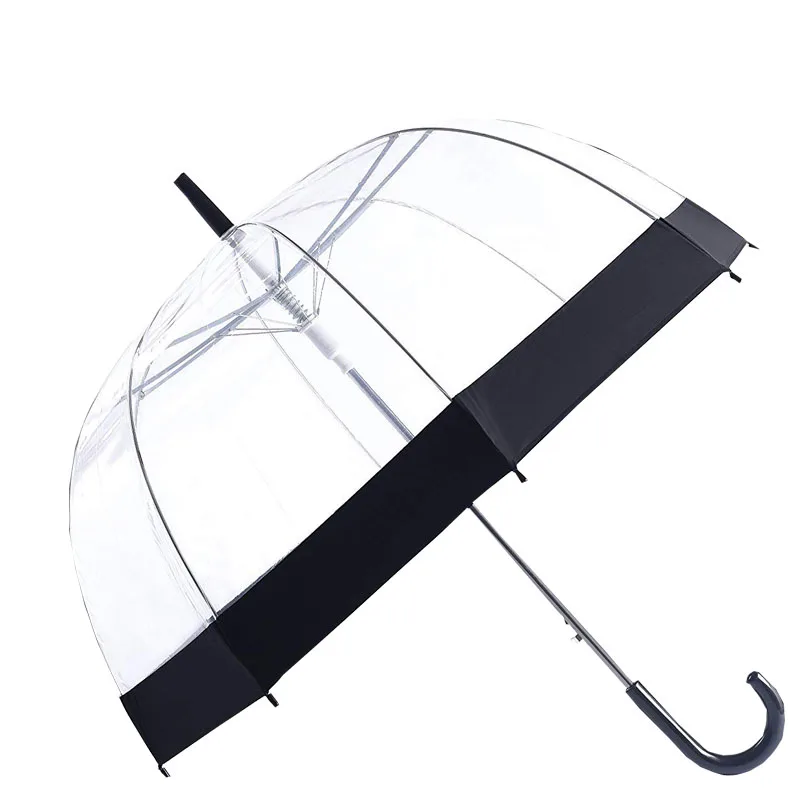 Transparent Mushroom Shape Unbrellas Apollo Umbrellas Maple Leaf Green Leaves Pattern Rainproof Windproof Long-Handle Umbrella