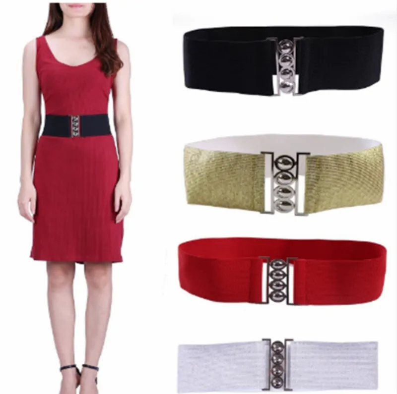 

Women’s Fashion Elastic Cinch Belt Ladies Wide Stretch Waist Band Clasp Buckle Waist Belt Waistband for 11 Colors Choose