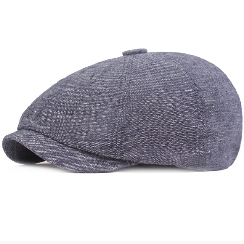 HT3159 New Berets Spring Summer Cotton Linen Cap Hat Men Women Flat Cap Artist Painter Octagonal Beret Hat Adjustable Beret Cap