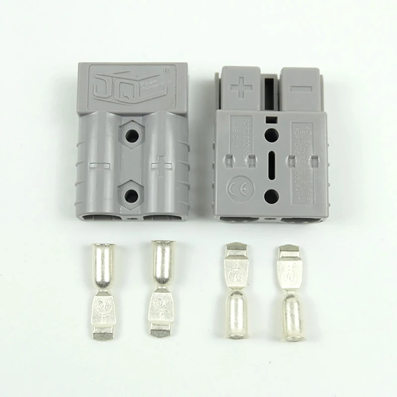 

2pcs 600V 50A Copper Silver Battery Quick Connector Kit Connect Plug Disconnect Winch Trailer Gray Connector Max for 6AWG wire