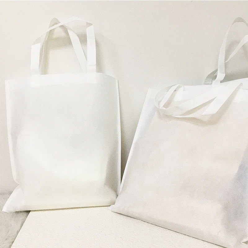 100pcs Non-woven Shopping Bag White Sublimation Handbag Eco-friendly Hand Bag DIY Creative Christmas Gift Decor