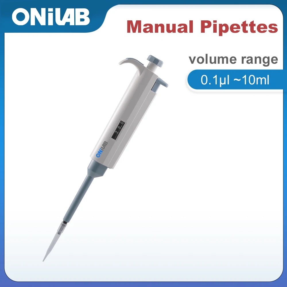 ONILAB Laboratory Pipette Plastic With Pipette Tips Single Channel Digital Adjustable Micropipette Lab Equipment