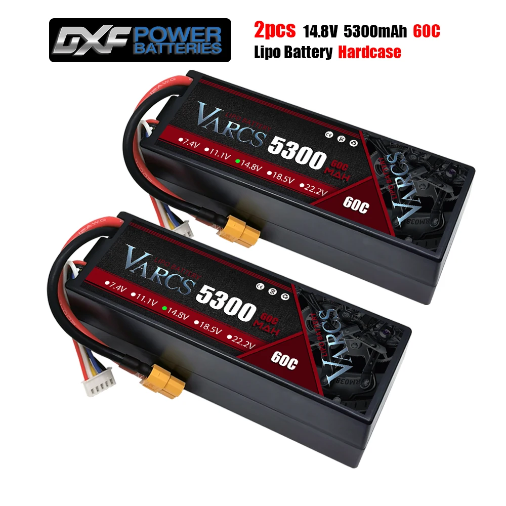 2 batterie VARCS Lipo 2S 3S 4s 6S 7.4V 11.1V 14.8V 22.2V 5300mAh 60C/120C per RC Car Off-Road Buggy Truck barche salash Drone