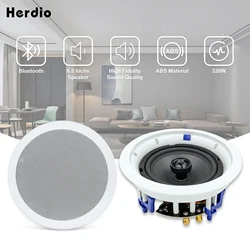 Herdio 6.5'' 320W Bluetooth Ceiling Speaker Indoor Roof Loudspeaker In-Wall Speaker For Home Background Music System Dropship