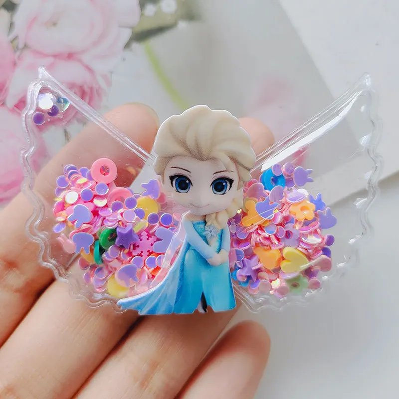 Disney Baby Girls Hairpin Frozen Princess Hair Accessories Elsa Snow White Kawaii Pvc Hair Accessories Headwear Birthday Gifts