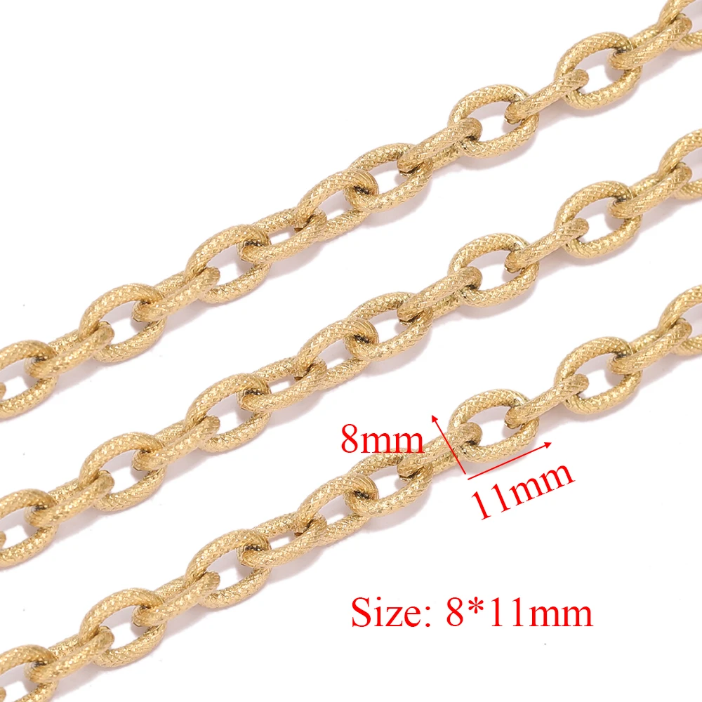 1 Meter 8x11mm Edelstahl Goldfarben Grobe Kette Strukturierte Punk-Choker-Halskette für DIY-Schmuckherstellung Zubehör – Detail 5
