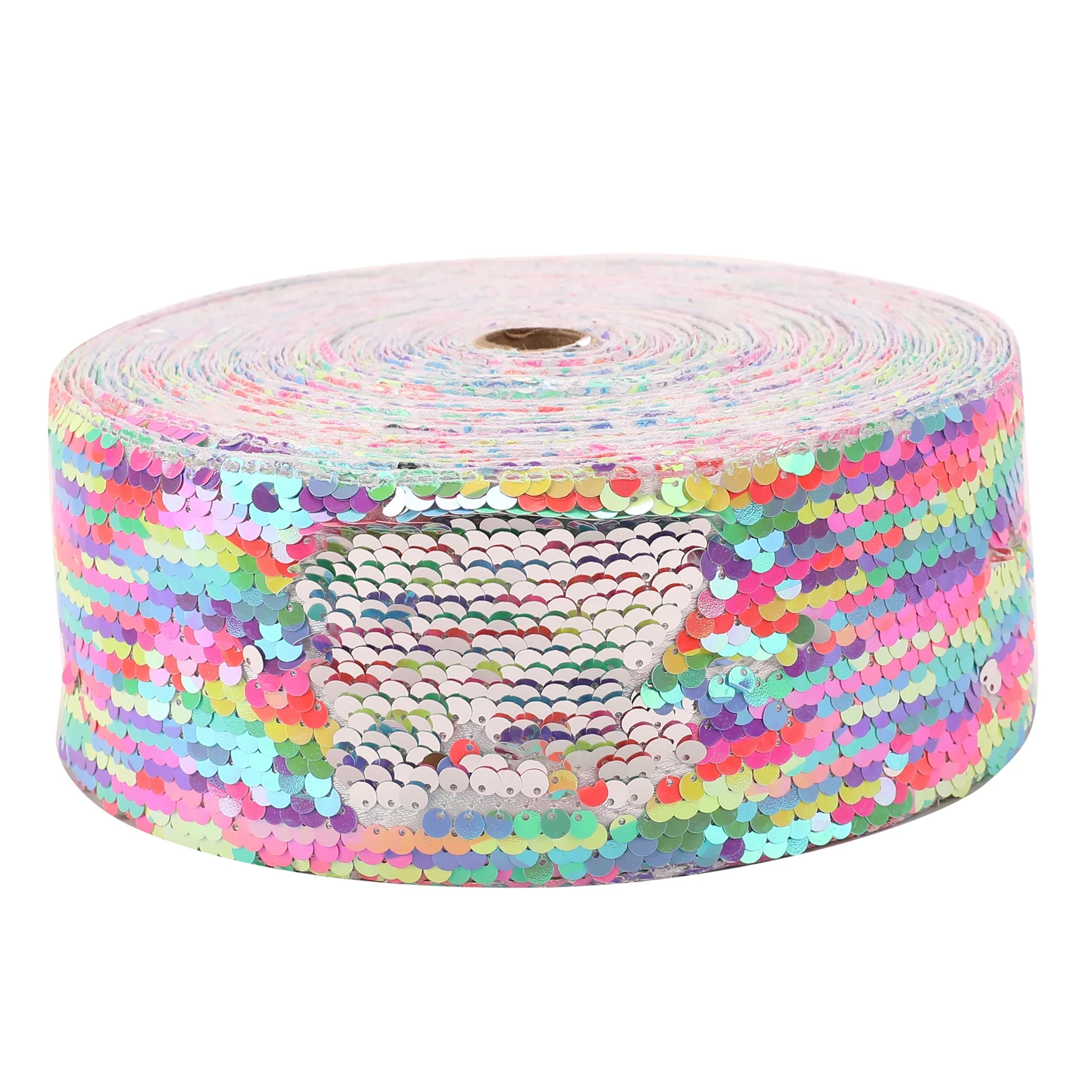 HSDRIBBON 3 inch 75mm New Sequin Fabric Reversible Glitter Sequin Ribbon 25Yards/Roll