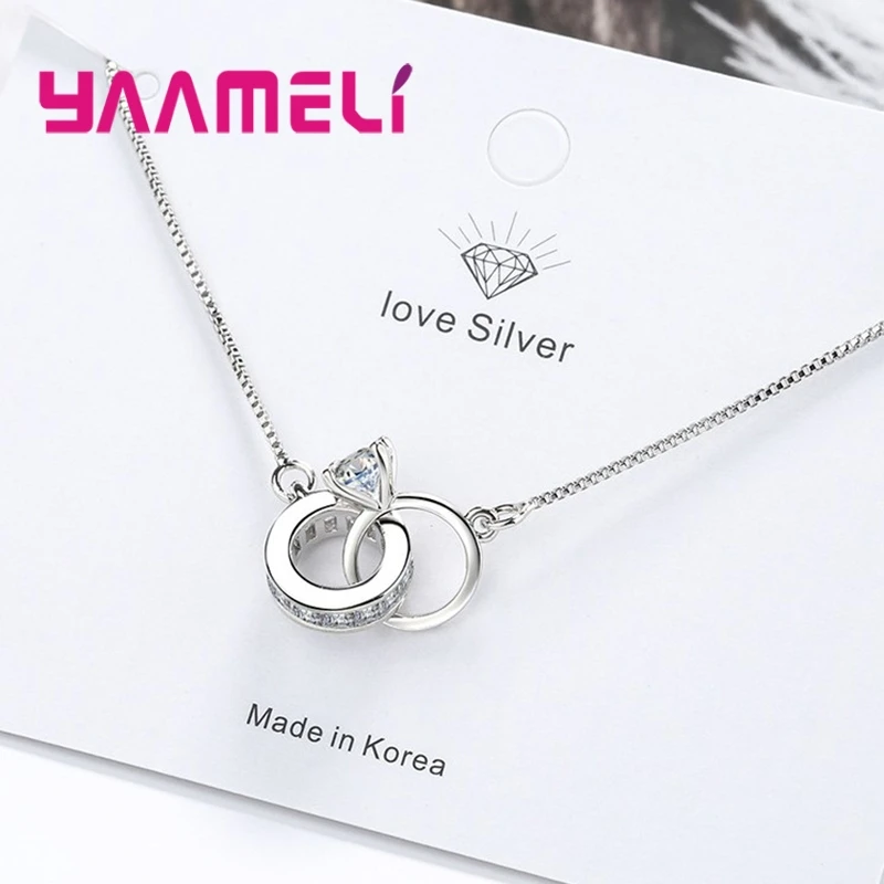 Forever Love S925 Sterling Silver Bracelets CZ Diamond White Topaz Circles Box and Extender Chain Women Girls Valentines Gift