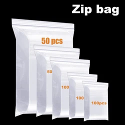 Limpar Grosso Heavy Duty Zip Lock Bags, Transparente Ziplock Poly Bag, Pacote Pequenas Jóias, Reclosable Plastic Zip Bags, 100Pcs