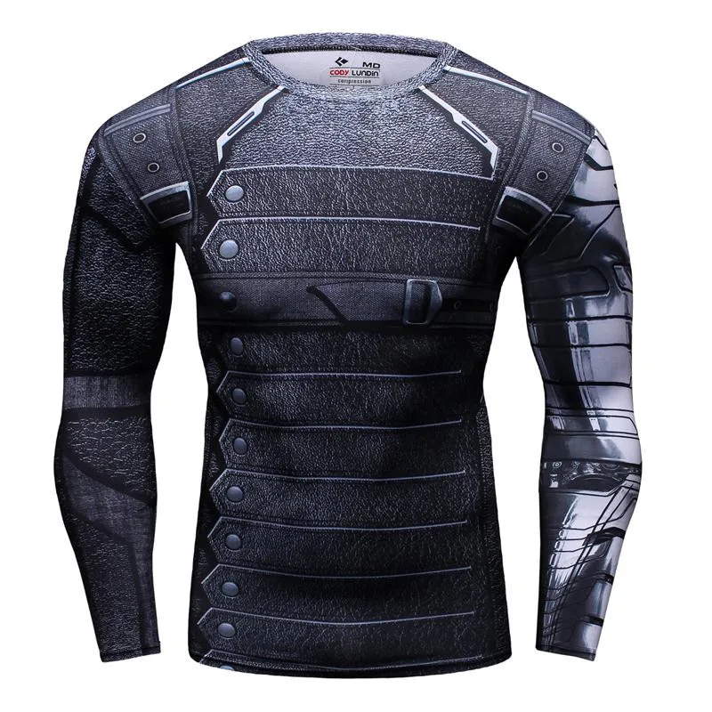 3D Printed T Shirts Men Compression Shirts Long Sleeve Tops High Elasticity Fitness T-Shirts Cosplay Costume Training T Shirt