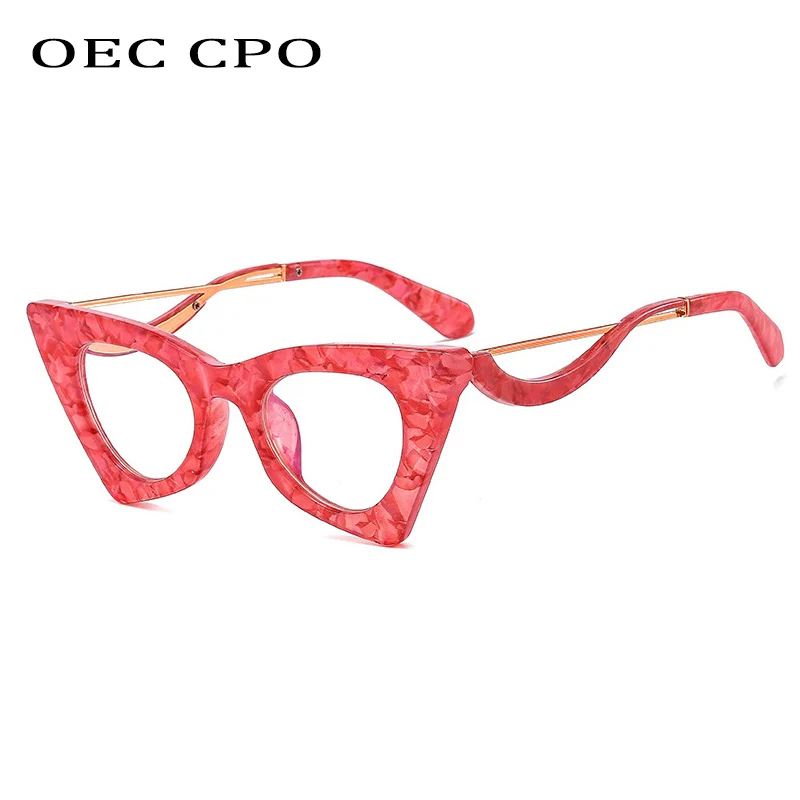 OEC CPO Retro Cat Eye Optical Glasses Frames Women Fashion Clear Lens Glasses Female Prescription Eyeglasses Frame E678