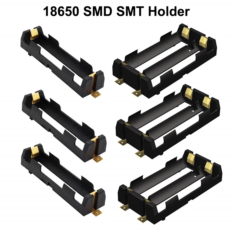 Nowy 1x2x18650 uchwyt baterii Smd Smt baterie schowek na okulary pudełko z brązowymi kołkami 1/2 gniazdo 2*18650 akumulator Shell