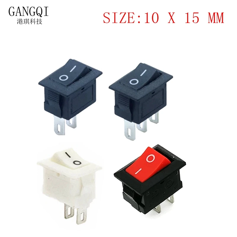 10PCS KCD11 Push Button Switch 10x15mm 3A 250V Boat Car Rocker Switch SPST 2Pin Snap-in On/Off Switch