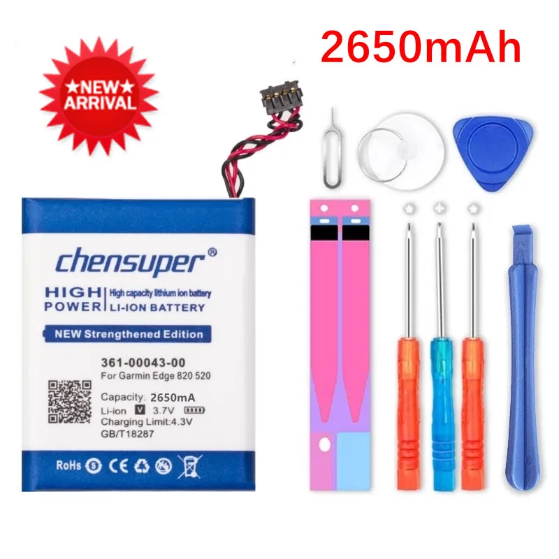 chensuper 2650mAh Battery GPS 010-01626-02 361-00043-01 for Garmin Edge 820 Edge 520 200 205 500 Edge 520 plus 361-00043-00 GPS