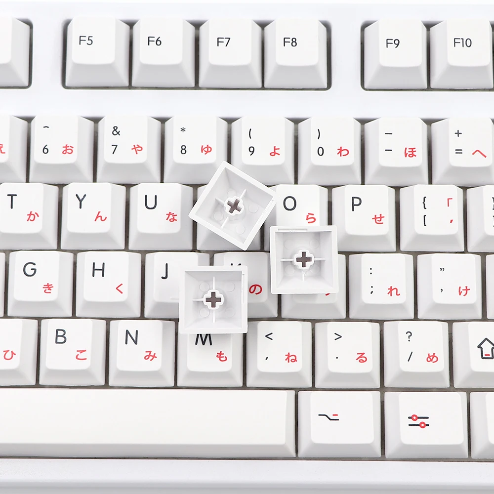 PBT 133 Keys Cherry Profile DYE-Sub Japanese characters Keycap White Theme Minimalist Style Suitable For Mechanical Keyboard ISO