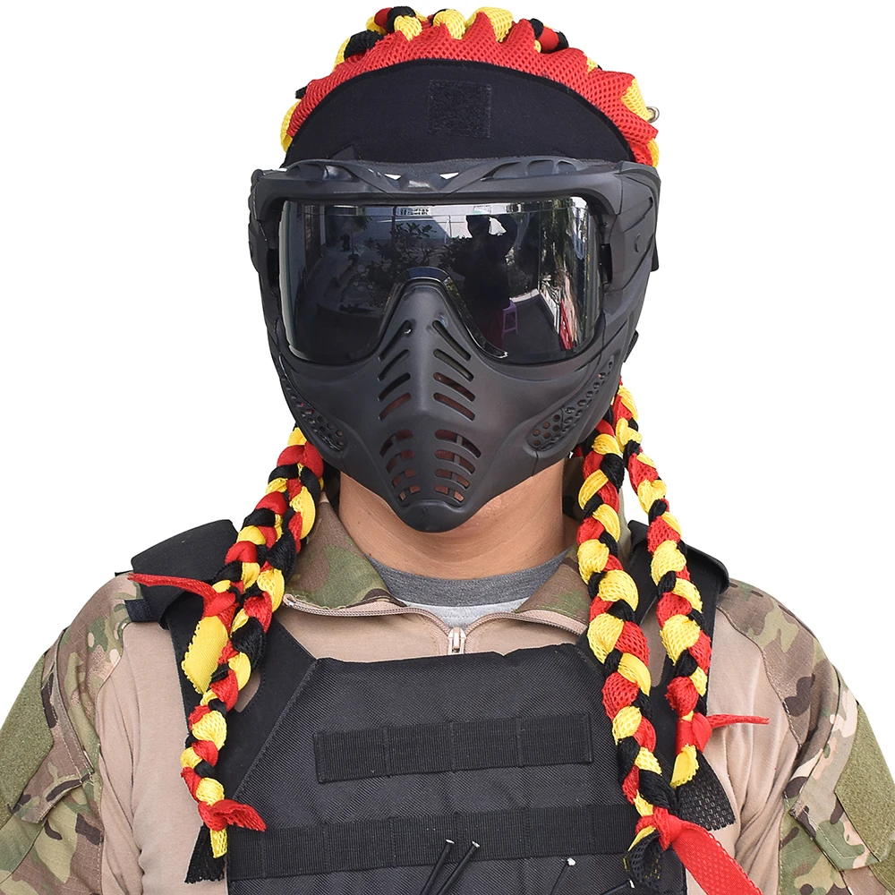 Penutup kepala taktis, properti film Cosplay berburu luar ruangan Airsoft Paintball aksesoris Indy kotor dikepang dahi helm masker