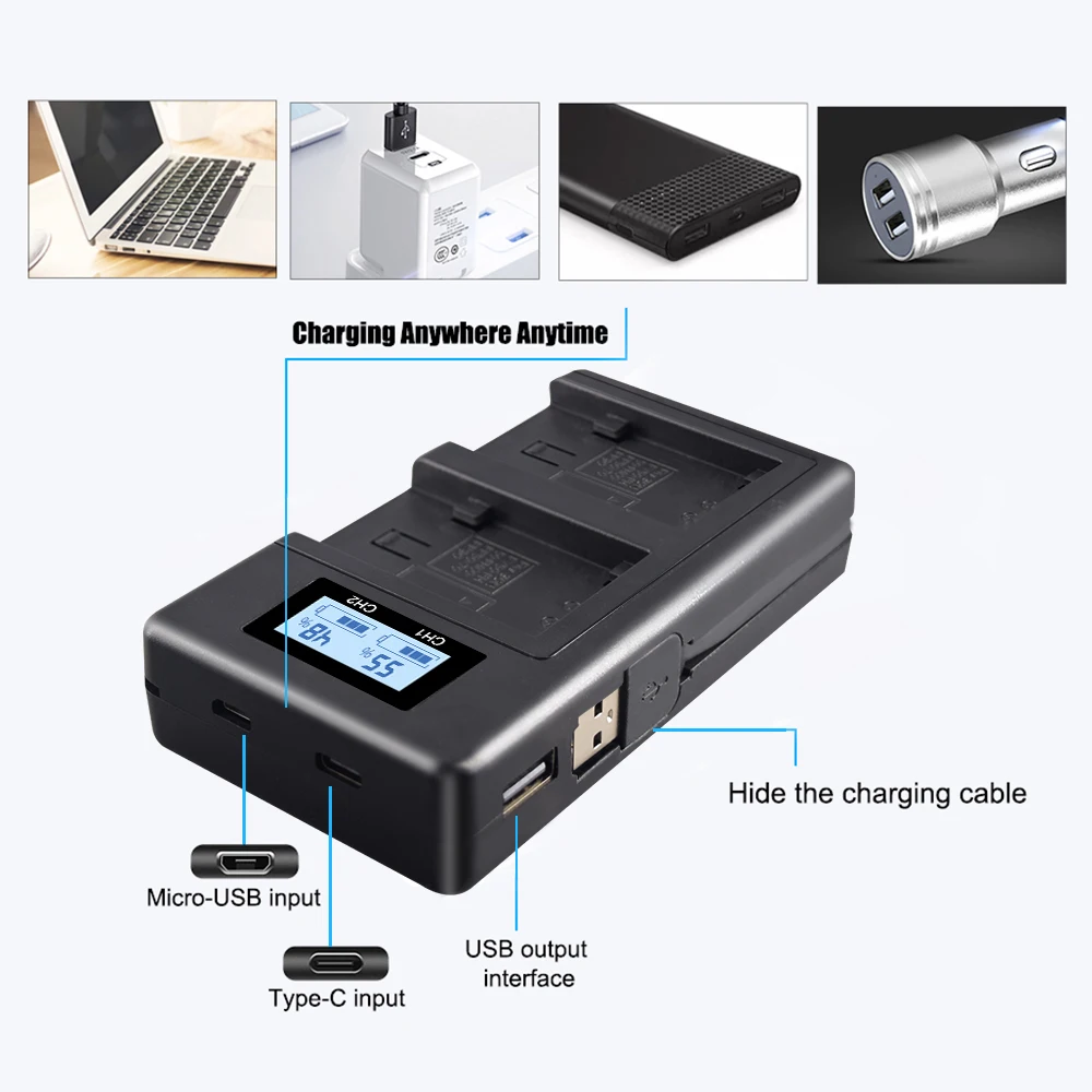 

PALO LCD USB Charger NP-FV100 NP FV100 NPFV100 for SONY FDR-AX100E AX100E HDR XR550E XR350E CX550E CX350E