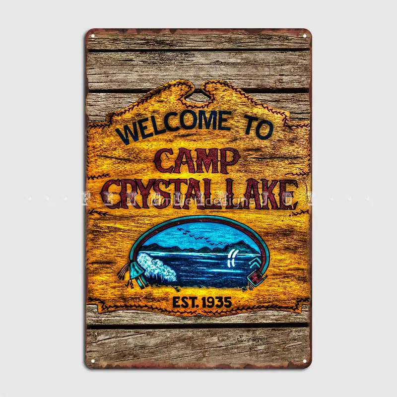 

Camp Crystal Lake Metal Sign Garage Decoration Pub Garage Wall Mural Classic Tin Sign Poster