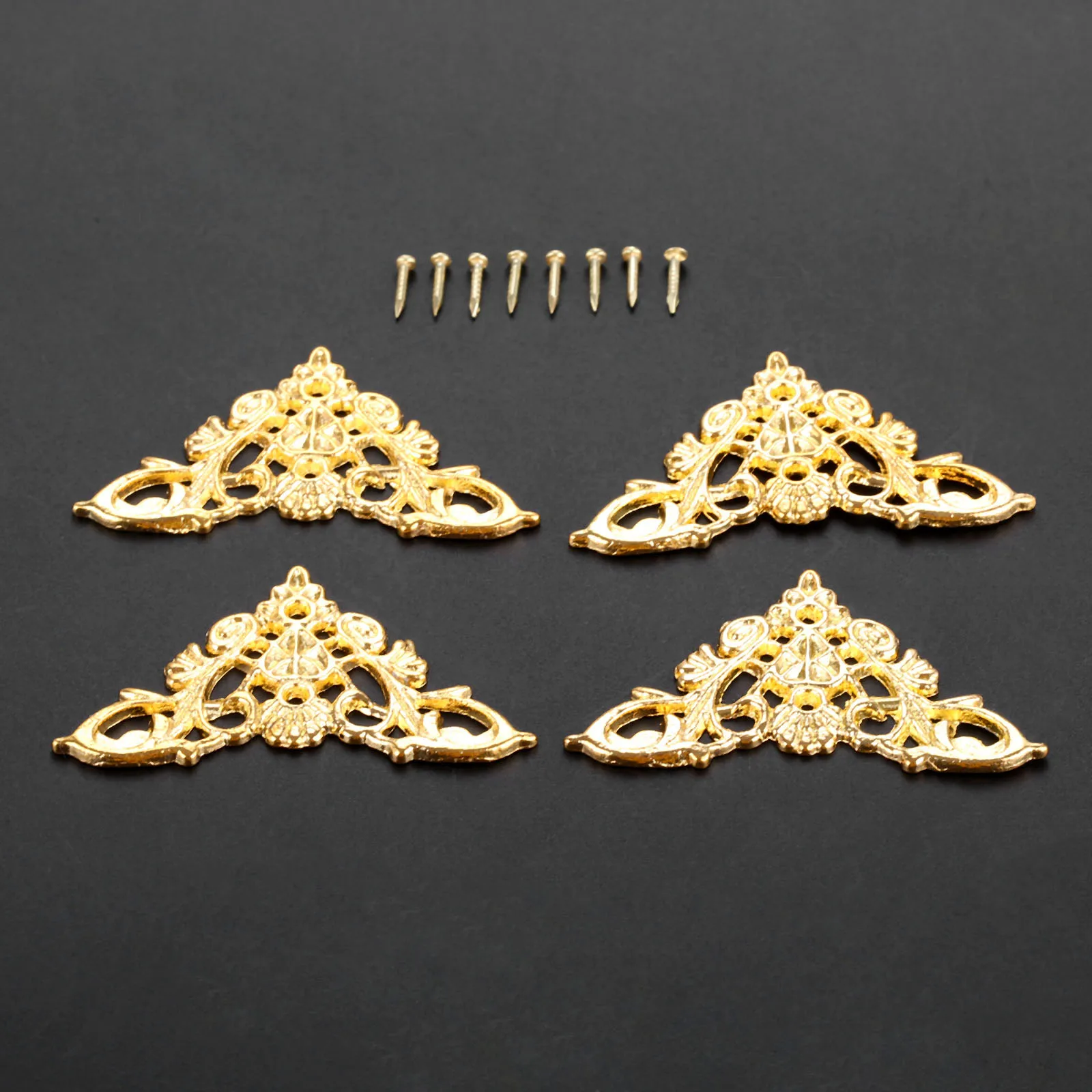 4Pcs Antique Brass Edge Corner Protector Bumper Guard Jewelry Box Decor Box Album Feet Leg Corner Protector Corner Brackets - view 6