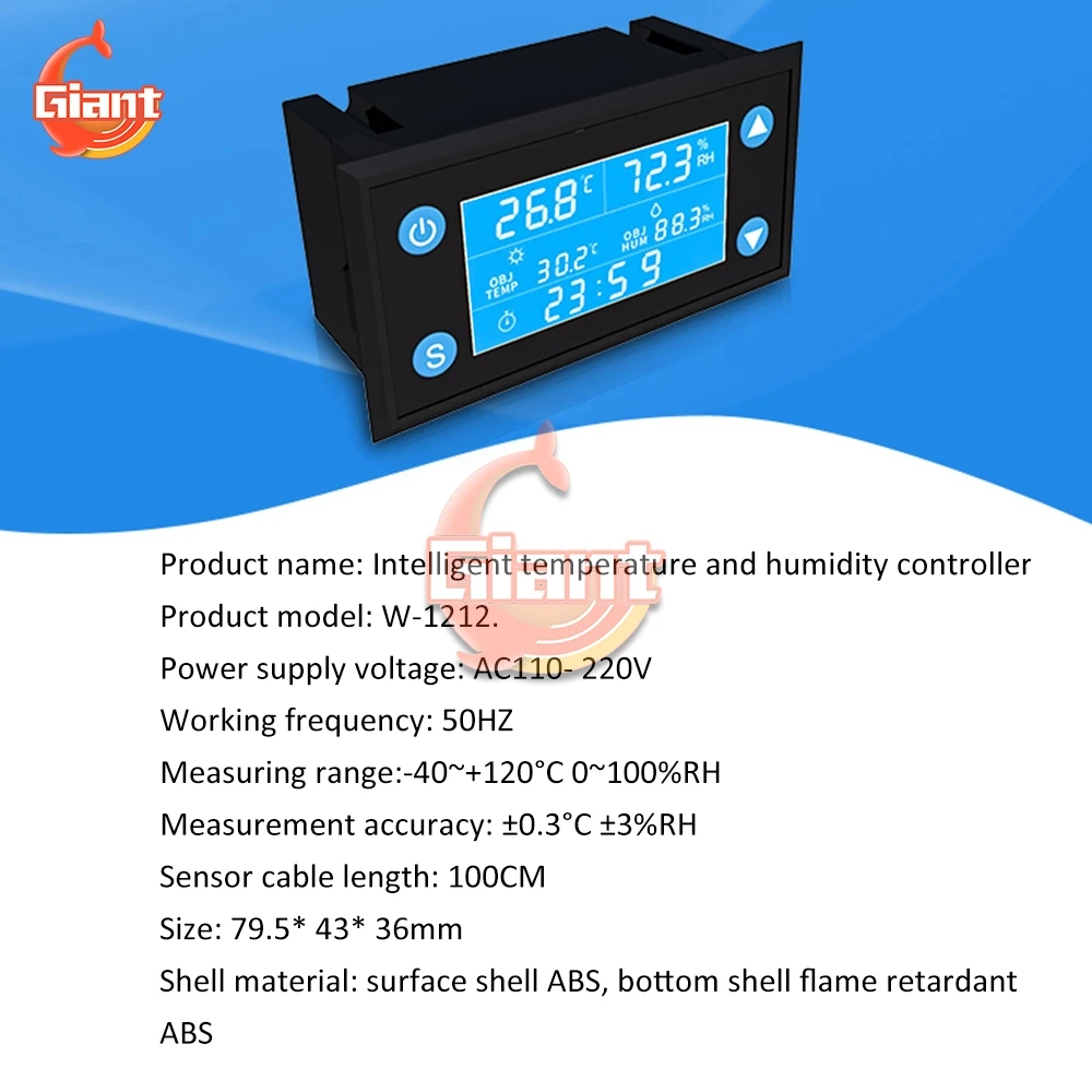 Imagem -02 - Digital Sensor de Temperatura Medidor de Umidade Termômetro Higrômetro Medidor Controlador de Umidade W1213 Termostato W1212