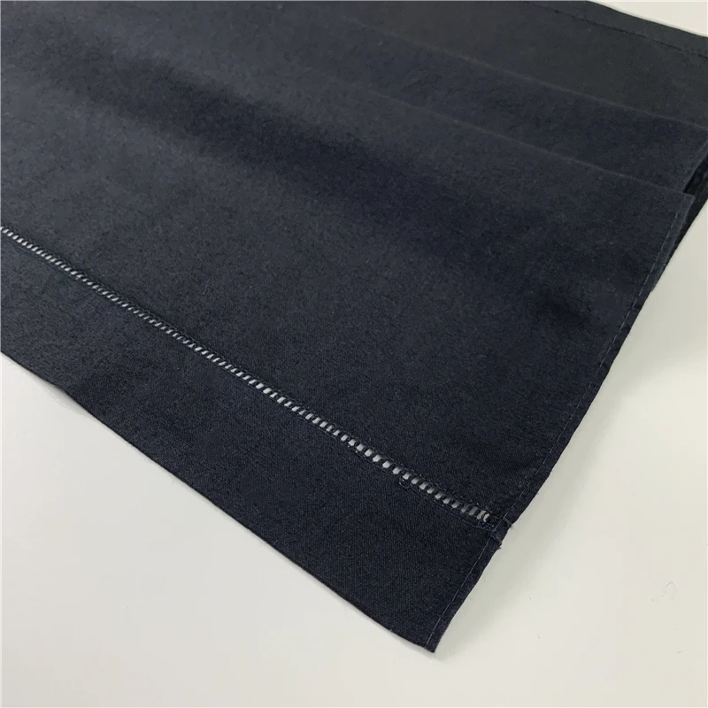 Set di 12 di Modo di Lino Nero Guest Asciugamani Tovagliolo di Mano con Ricamato Orlo A Giorno Fazzoletti Asciugamano Tè Towels14x22-inch