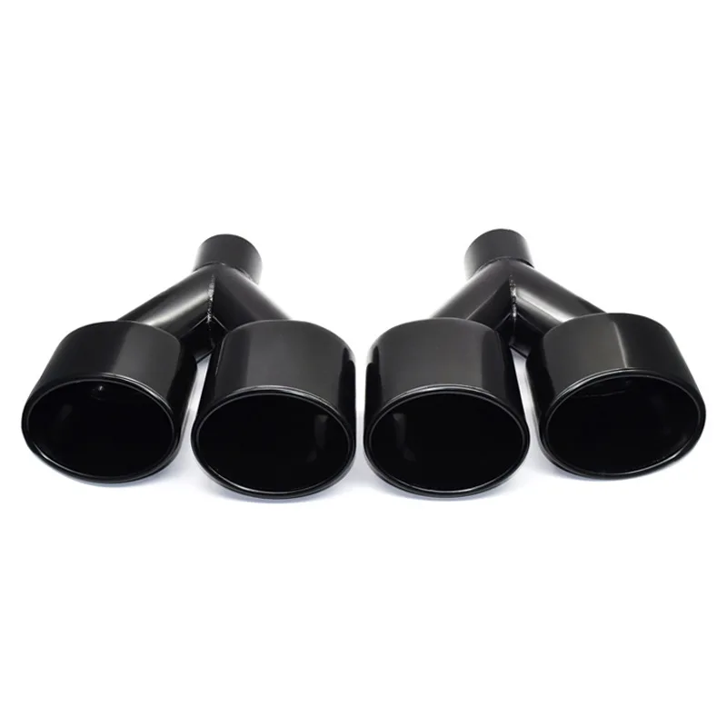 1 Pair Stainless Steel Black Exhaust Pipe For Mercedes Benz W204 C180 C200 C260 C300 Change C63 S63 Rear Diffuser Tail Throat image 6