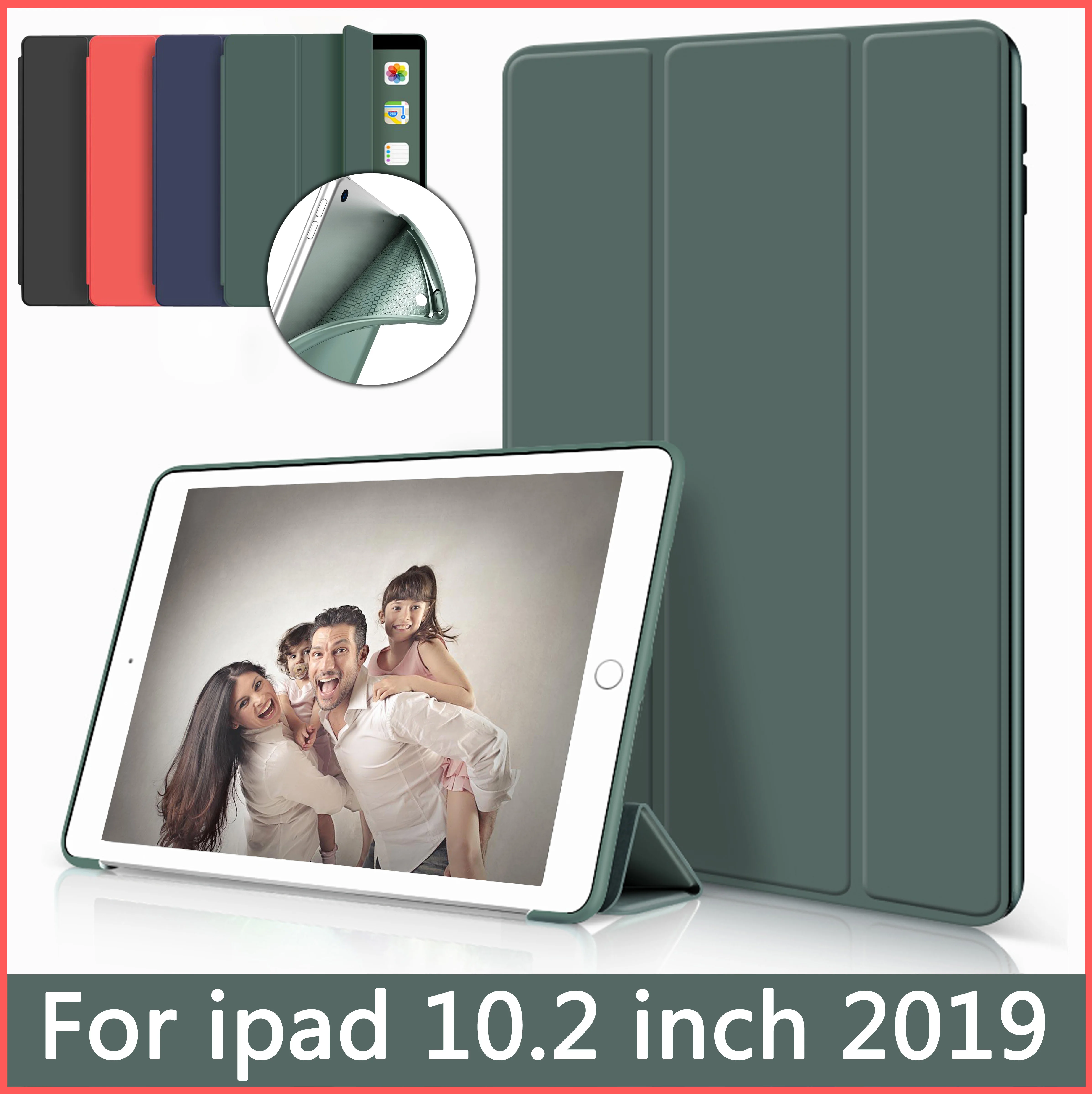 

New Case for Apple iPad 10.2 inch retina display A2197 ZAIWJ PU leather cover + TPU soft silicone shell Smart sleep wake up case