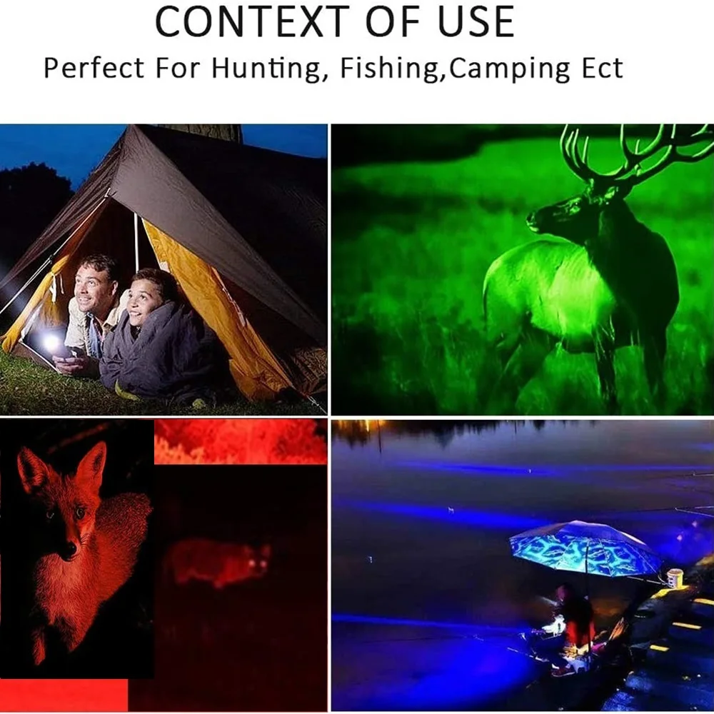 Linterna táctica LED multicolor con zoom y potencia para exteriores - imagen 4