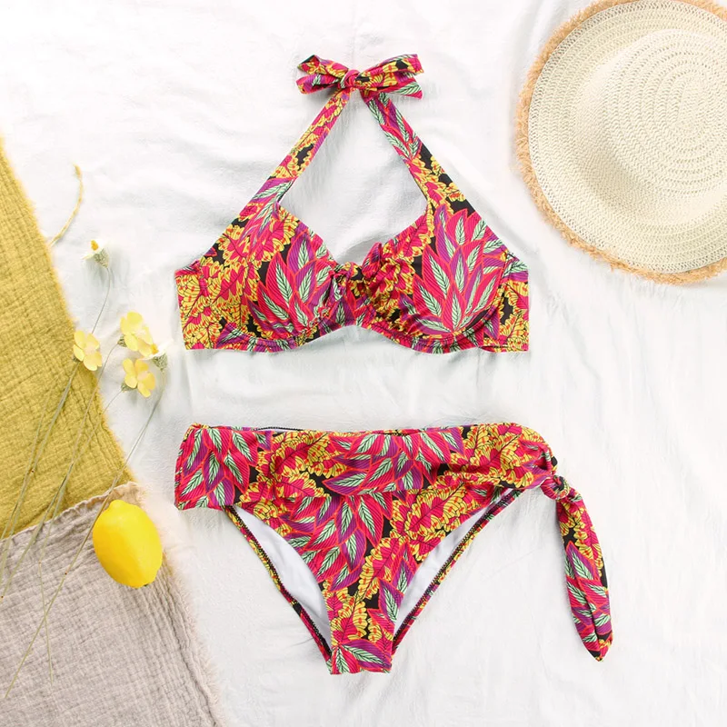 Rinabe Push-Up Bikini Badpak Dames Badmode Met Bloemenprint Badpak Met Hoge Taille Bikini Sets Sexy Biquinis