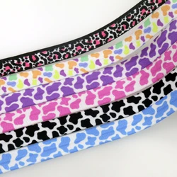 DHK 5/8''5yards Zebra Leopard printed Fold Elastic FOE stretch ribbon hairbow headwear headband DIY OEM C1890