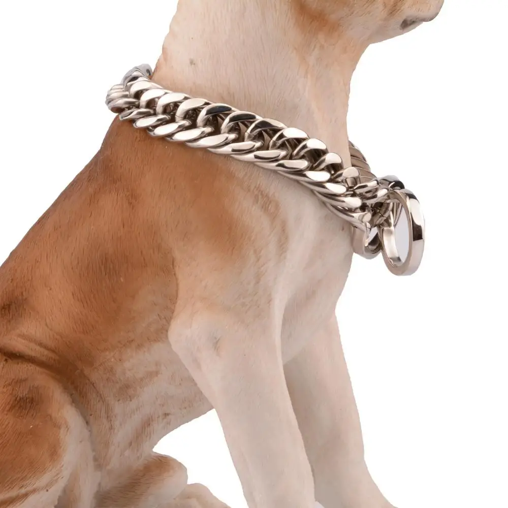 17mm Stainless Steel Heavy Curb Chain Pet Dog Collar Choker for Pitbull Rottweiler or More