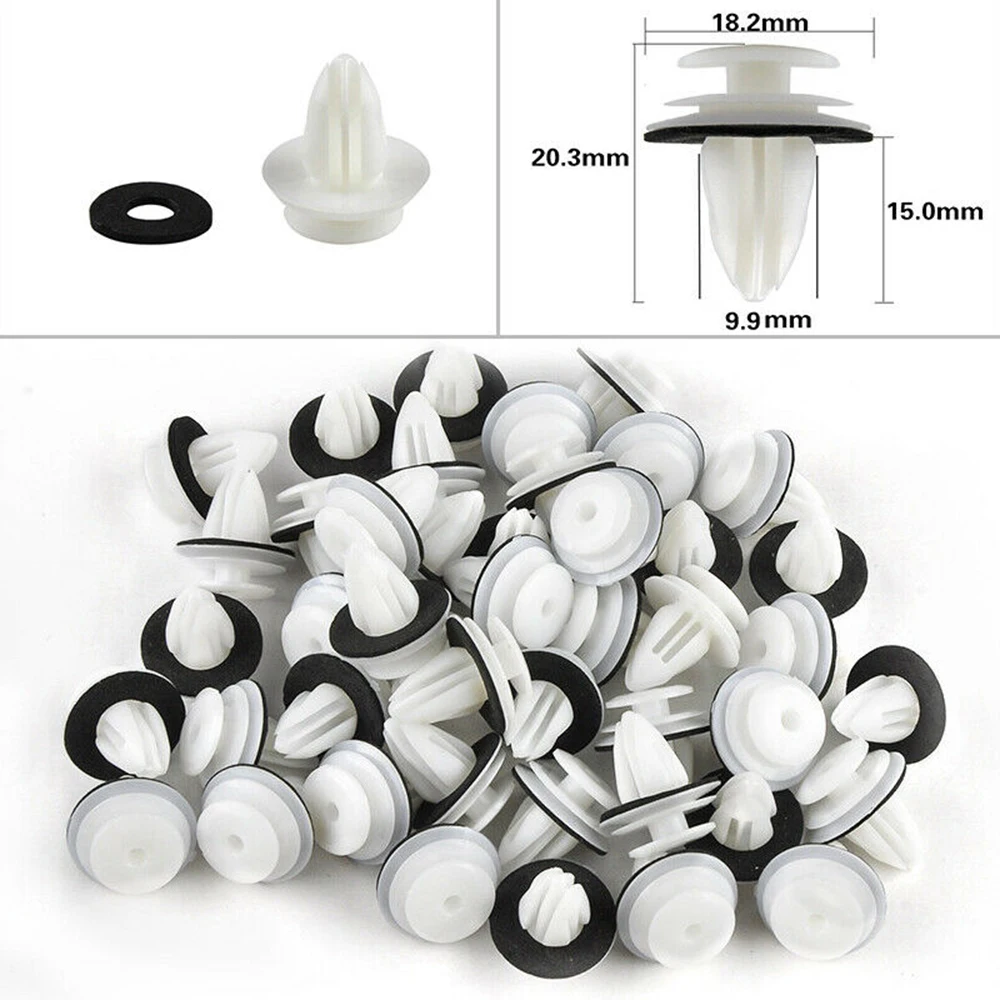 50Pcs Universal Auto Fastener Clips Retaining Door Panel Clips Bumper Clips Interior Fender Screw Rivet Fastener Fastener Clips