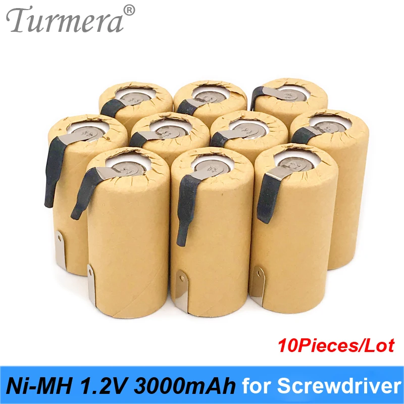Turmera ni-mh 1.2 فولت بطارية 3000 مللي أمبير SC3000 لحام ل مفك بطارية روبوت مكنسة كهربائية 1.2 فولت ni-mh بطارية قابلة للشحن