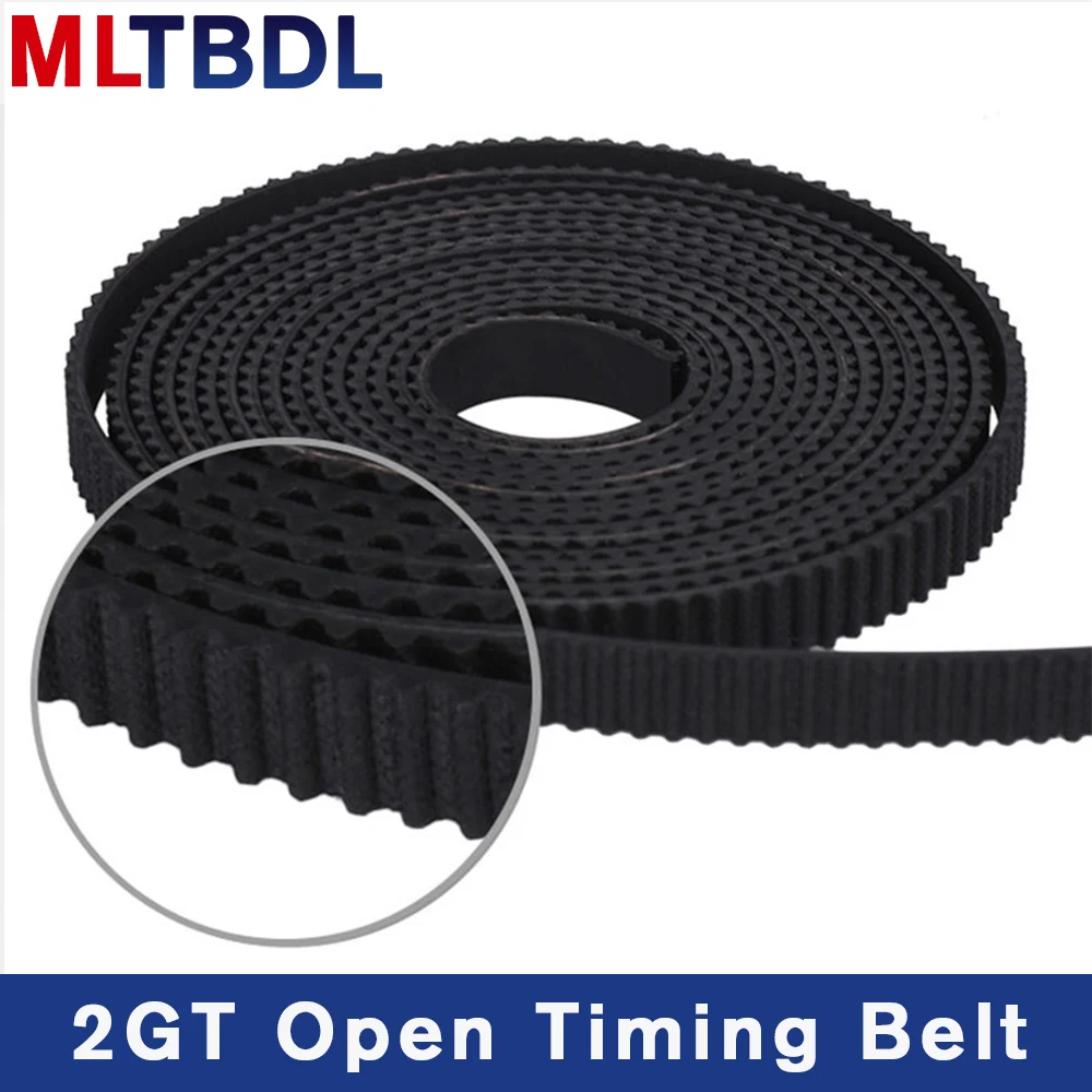 2/5meter GT2-6mm Open Timing Belt Width 6mm 10mm Rubber Material Pitch2mm black 2GT synchronous Belt For Reprap 3D Printer Parts