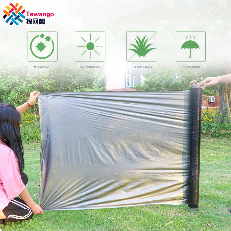 50m Silver Plastic Mulch 2s/1.2s Strawberry Vegetables Garden Cover Weeds Control Mylar Grass Barrier Moisturizing Black Films