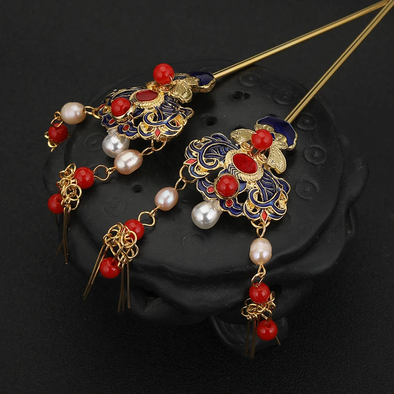 Exquisite Classical Pearls Tassel Step Shake Chinese Style Hair Stick Hair Pin Hanfu Headwear Bride Hair Accessories