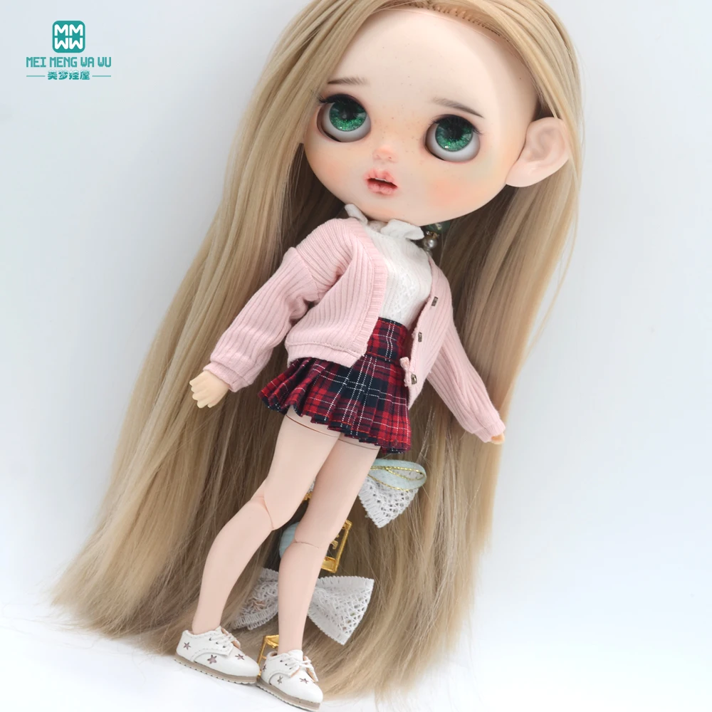Kleidung für Puppen, passend für Blyth Azone OB22 OB24, Puppenzubehör, modische Jacke, Strickjacke, Minirock, Hemd – Detail 18
